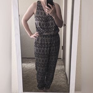 LOFT navy and cream jumpsuit